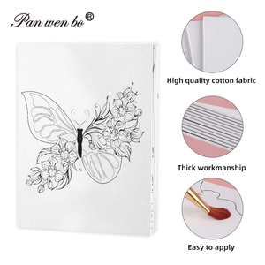 Panwenbo 12 gói 8x10 inch trước khi vẽ bướm hoa vải pre-in canvases cho bức tranh cho SIP và sơn bên - Product Image 3