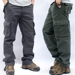 רב כיסי מכנסיים עבודה חיצוני 6 כיס מזדמן כותנה מכנסיים מטען