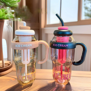 DD4301 Botella de plástico grande de 1400ML Pajita a prueba de fugas Bebida directa Taza de bebida portátil para niños Apto para lavavajillas para el verano - Product Image 3