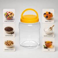 Barattolo Contenitore Grande Capacità in PET Durevole per Alimenti, Bocca Larga, Riutilizzabile, per Cucina e Casa, per Biscotti, Noci e Snack