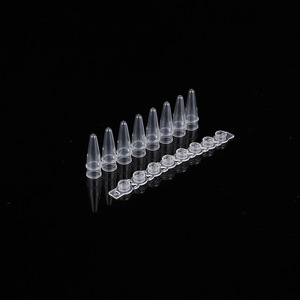 Hongbolai 8-Tube Pack 0.2ml 0.1ml Transparent PCR <b>Flat</b> <b>Cap</b> Centrifuge Tubes For Laboratory Use - Product Image 3