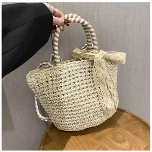 2023 Competitive price ChinaManufacture straw hand bag New woven raffia straw beach tote bag