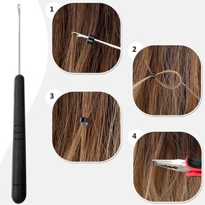 Kit de Herramientas para Extensiones de Cabello Obexa OBB-39493, 600 Anillos Metálicos de Silicona, Alicates, Ganchos, Agujas, Clips, Hilo, Instalación y Extracción - Product Image 4