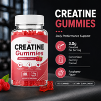 Gomitas de Creatina 3g por Porción Sabor Frambuesa Pre-Entrenamiento Crecimiento Muscular Energía Resistencia Suplemento en Gomitas 60 Unidades