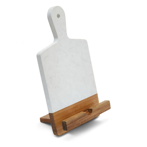 2025 nuevo tablero de servicio de madera de acacia y mármol 2 en 1 de lujo ecológico y soporte para libros de cocina y plato de charcutería - Product Image 1