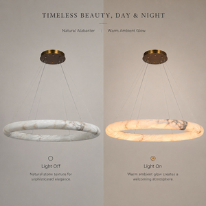 Natural Alabaster Ring Chandelier Modern <b>Round</b> Pendant <b>Light</b> Luxury Stone <b>Ceiling</b> Lamp for Villa Hotel Dining Room OEM ODM - Product Image 4