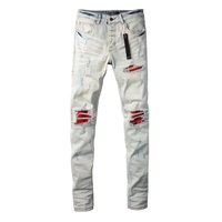 Jeans de créateur en denim pour homme, style crayon, déchirés, avec logo laser, marque originale, tissus élastiques