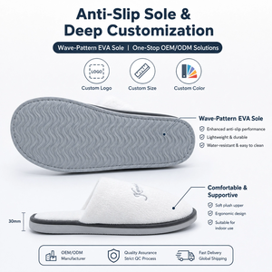 Chaussons <span class=keywords><strong>d</strong></span>'hôtel jetables en polaire corail personnalisés avec logo de luxe, antidérapants et doux, pour hôtels 5 étoiles, spas, mariages et complexes hôteliers - Product Image 3