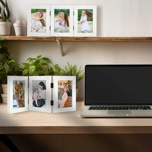 Cadre photo en bambou à <span class=keywords><strong>trois</strong></span> images Long River, écologique, à <span class=keywords><strong>trois</strong></span> volets, avec charnières, pour bureau, <span class=keywords><strong>collage</strong></span>, véritable verre, affichage familial, moderne - Product Image 2