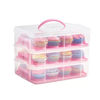 Boîte à pâtisserie en plastique multicouche rectangulaire pour cupcakes et muffins, vente en gros, 1 à 4 étages