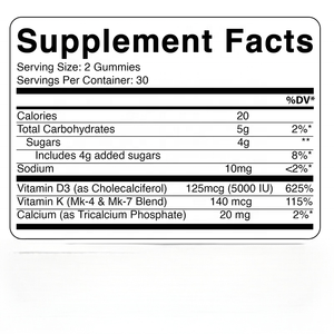 Suplemento <span class=keywords><strong>de</strong></span> Vitamina D3 K2 en Gomitas para Adultos <span class=keywords><strong>y</strong></span> Adolescentes, 5000 UI Diarios, <span class=keywords><strong>Nutrición</strong></span> Dietética, Vitaminas <span class=keywords><strong>y</strong></span> Minerales Naturales Esenciales, Personalizable - Product Image 2