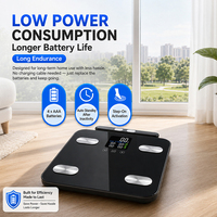 Timbangan Badan Digital 180kg 8 Sensor Elektronik Layar LCD Warna-warni AV Timbangan Lemak Tubuh Pintar Platform Kaca Tempered Pengaman