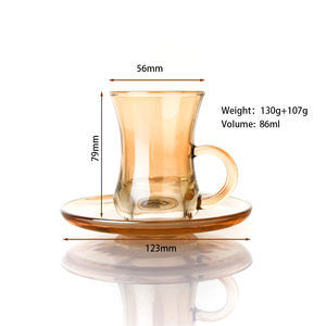 Tazze da tazza in vetro di design Vintage a piccolo volume con piattino per set da tè o caffè tazza di vetro economica - Product Image 6