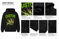 Sweat à capuche personnalisé imprimé en 3D, effet délavé vintage, 500 g/m², luxe, poids lourd, logo du fabricant, sweats à capuche vierges de haute qualité