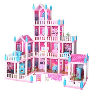 Maison de poupée en plastique rose bricolage avec château amusant Accessoires d'intérieur Faire semblant de jouer Jouets de poupée bébé pour petites filles - Product Image 3