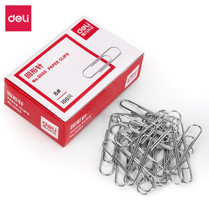Deli Paper Clips 8# 50 Mm Metal Silver 100 Pieces <b>Box</b> For Office <b>Document</b> <b>Storage</b> Filing - Product Image 1