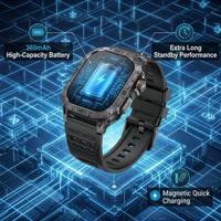 Montre connectée K63 avec écran AMOLED de 1,96 pouce, affichage permanent, batterie de 380 mAh, appels Bluetooth, montre connectée de qualité militaire pour hommes