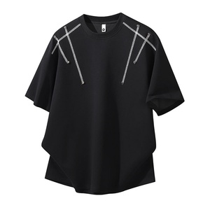 <span class=keywords><strong>Camiseta</strong></span> de Verano para Hombre ANSZKTN, de Manga Corta, Corte Holgado, Cuello Redondo, a <span class=keywords><strong>Rayas</strong></span> Negras, Transpirable, que Absorbe la Humedad, Estilo Urbano - Product Image 6