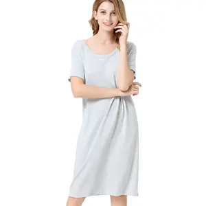 Hot Sale Women's Cotton Plus Size Nightgowns Short Sleeved Loose Fit Cotton Jersey Soft Stretch Sleepwear Night Dress For Women