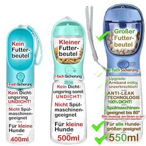 300毫升550毫升水瓶食品容器2合1猫小狗户外水瓶Abs/100% 防漏宠物瓶 - Product Image 5
