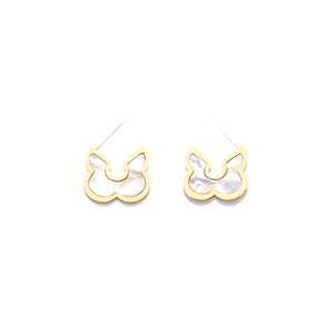 Fashion Stud <b>Earrings</b> 316L Stainless Steel PVD Gold Plating White Inlay <b>Wing</b> Shape - Product Image 1