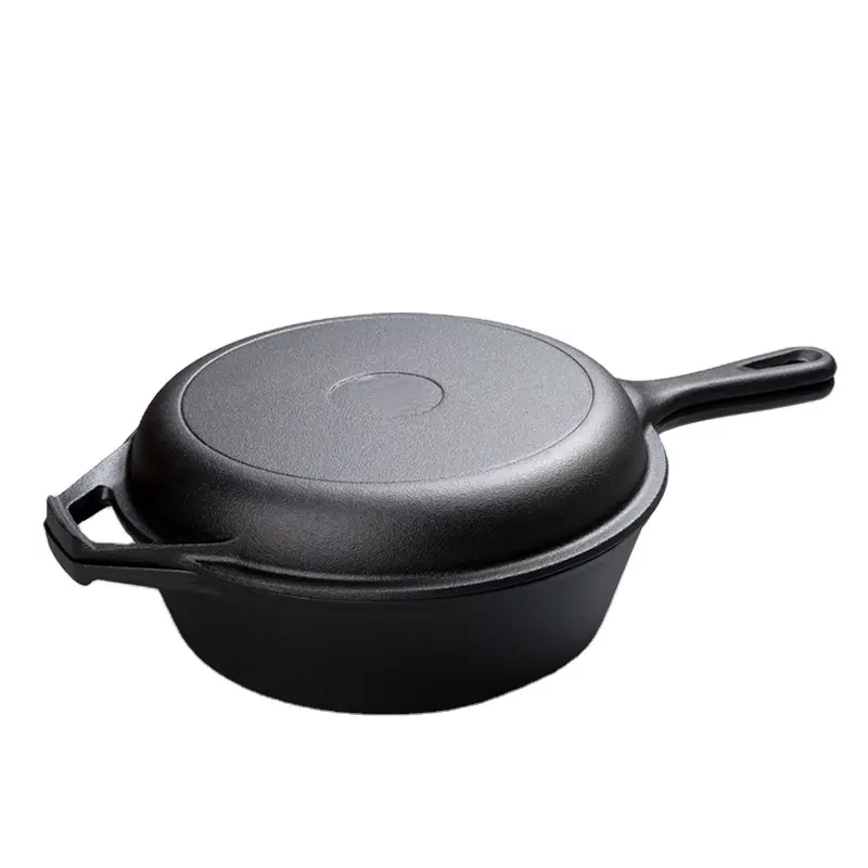 Cast iron 2 In 1 Combo Cooker cast iron fry pan/steak pan/pot set