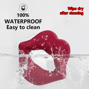 حلقة قضيب هزازة على شكل شفاه حمراء، محفز للبظر والحلمات، يؤخر القذف، ألعاب جنسية للرجال والأزواج - Product Image 5