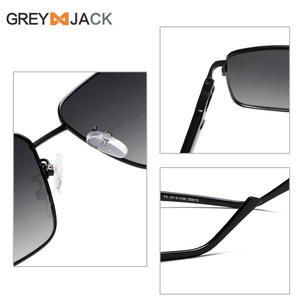 Lunettes de soleil carrées pour hommes Grey Jack, verres polarisés UV400 TAC, monture en plastique et métal, pour la conduite, la pêche, protection solaire - Product Image 4