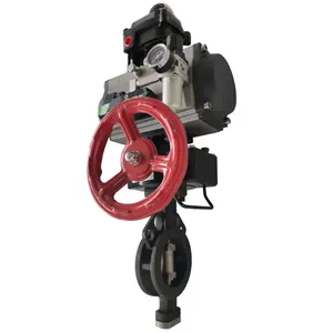 Válvula borboleta pneumática de alto desempenho OEM Nuzhuo com roda manual personalizada para controle de água de alta temperatura
