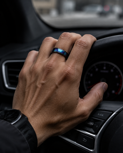 Anillo de banda de eternidad JLM al por mayor de acero inoxidable galvanizado antideslustre con diseño de arena movediza cósmica de galaxia para hombres, mujeres y unisex, para boda - Product Image 6