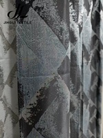 Ensemble de rideaux occultants jacquard 3 pièces en polyester 100 % isolant de qualité supérieure avec œillets, motif géométrique abstrait, écologique pour la maison