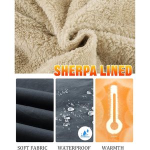 FOXA Mens Sherpa Lined Detroit <b>Jacket</b> Waxed Canvas Waterproof Winter Coat Regular Sleeve <b>Straight</b> Body - Product Image 5