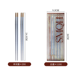 Smqph Alloy Chopsticks PPS Antibacterial Round Solid Color Household Gift Box Set - Product Image 5