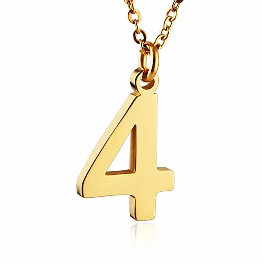 Custom Metal Lucky Symbol Charm Pendant Jewelry Gold Plated 0-9 Number Necklaces
