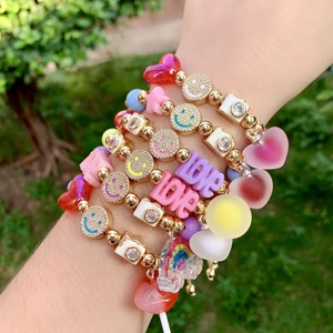 LS-L3561 Popolare Braccialetto con Sorriso in Zirconia Cubica, Grazioso Braccialetto a Stella per l'Estate, Braccialetti Arcobaleno - Product Image 1
