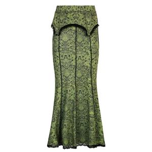 Nouvelle jupe queue de poisson taille haute en dentelle style vacances, coupe ajustée sexy pour femme, jupe cargo trapèze verte - Product Image 1