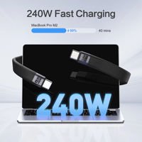 Cable de Carga Rápida Portátil de 20 cm y 240 W con Transferencia de Datos de 40 Gbps y 8k HD Personalizado para Computadora, Auriculares y Cámara