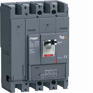 Interruttore automatico scatolato Hager HMW631LR personalizzabile H3+ P630 LSIG 4P 50kA 630A regolabile neutro - Product Image 1