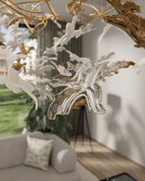 Décoration intérieure pour salon, lustre suspendu en verre fait main avec LED, décoration de hall d'hôtel, lustre moderne en cristal