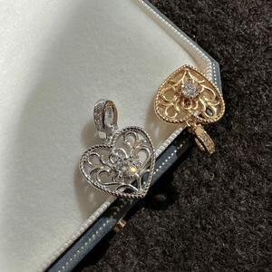 จี้เงินแท้ S925 สไตล์โบราณแบบฝรั่งเศส รูปหัวใจโปร่ง งานแกะสลักด้วยมือ ดีไซน์เท่ห์  จี้ห้อยคอ  เครื่องประดับ - Product Image 1