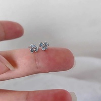 Anting Tusuk Bunga Iris Biru Kecil nan Indah untuk Wanita, Perhiasan Tindik Telinga Floral Serbaguna, Tidak Perlu Dilepas