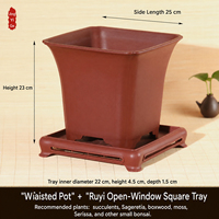 Pot Bunga Resin untuk Penggunaan di Taman, Pot Minimalis Gaya Cina dengan Banyak Lubang Drainase, untuk Tanaman Anggrek Daun Kecil Merah