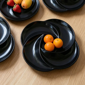 Platos Divididos para Servir <span class=keywords><strong>Tapas</strong></span> Irregulares <span class=keywords><strong>Españolas</strong></span> Hcma, Plato para Servir Glaseado con Forma de Flor, Platos de Melamina para Uso en Fiestas en Casa - Product Image 1