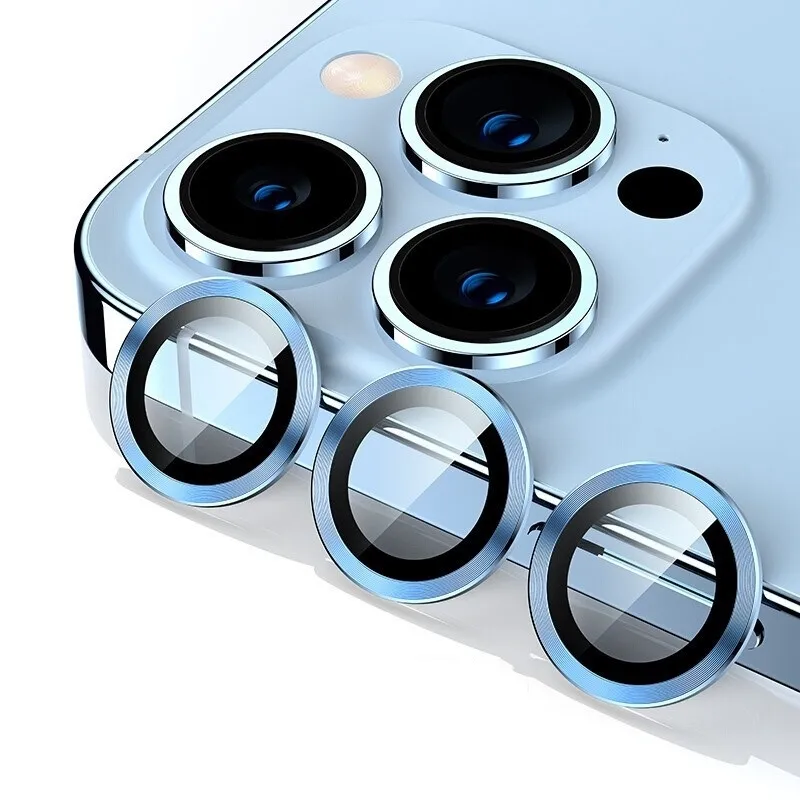 Protecteur d'objectif d'appareil photo pour iPhone 14, anneau en métal verre trempé couverture complète de protection d'objectif pour téléphone portable 13 12 11 Pro Max