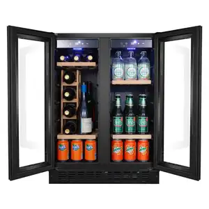 Factory Custom 96L Dual-Zone Wine Cellar Refrigerator 28 Bottle Glass Door Beverage And Wine Fridge With CE/CB Certification