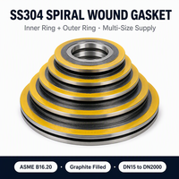 Joint spiralé sur mesure OEM en acier inoxydable SS304 de type basique, avec anneau intérieur/extérieur, conforme à la norme ASME B16.20, modèle 2123, CN COC MTR disponible, MOQ 1