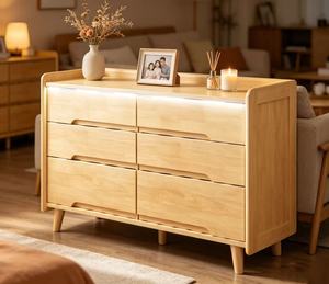 Modern Solid Wood <b>6</b>-<b>Drawer</b> Cabinet Midcentury Style Storage Furniture for Living Room Home Use - Product Image 3