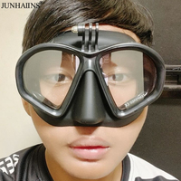 Lunettes de plongée gratuites Lentilles de prescription Masque de plongée en silicone Équipement de plongée sous-marine Masque d'apnée Lentilles en verre Support pour appareil photo