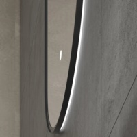 Miroir intelligent ovale mural à LED avec capteur tactile personnalisé, rétroéclairé, sans cadre, à intensité variable et anti-buée pour salle de bain
