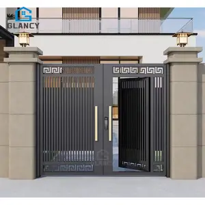 Customized Decorative Courtyard Entrance Aluminum Fence Gate Driveway Gate